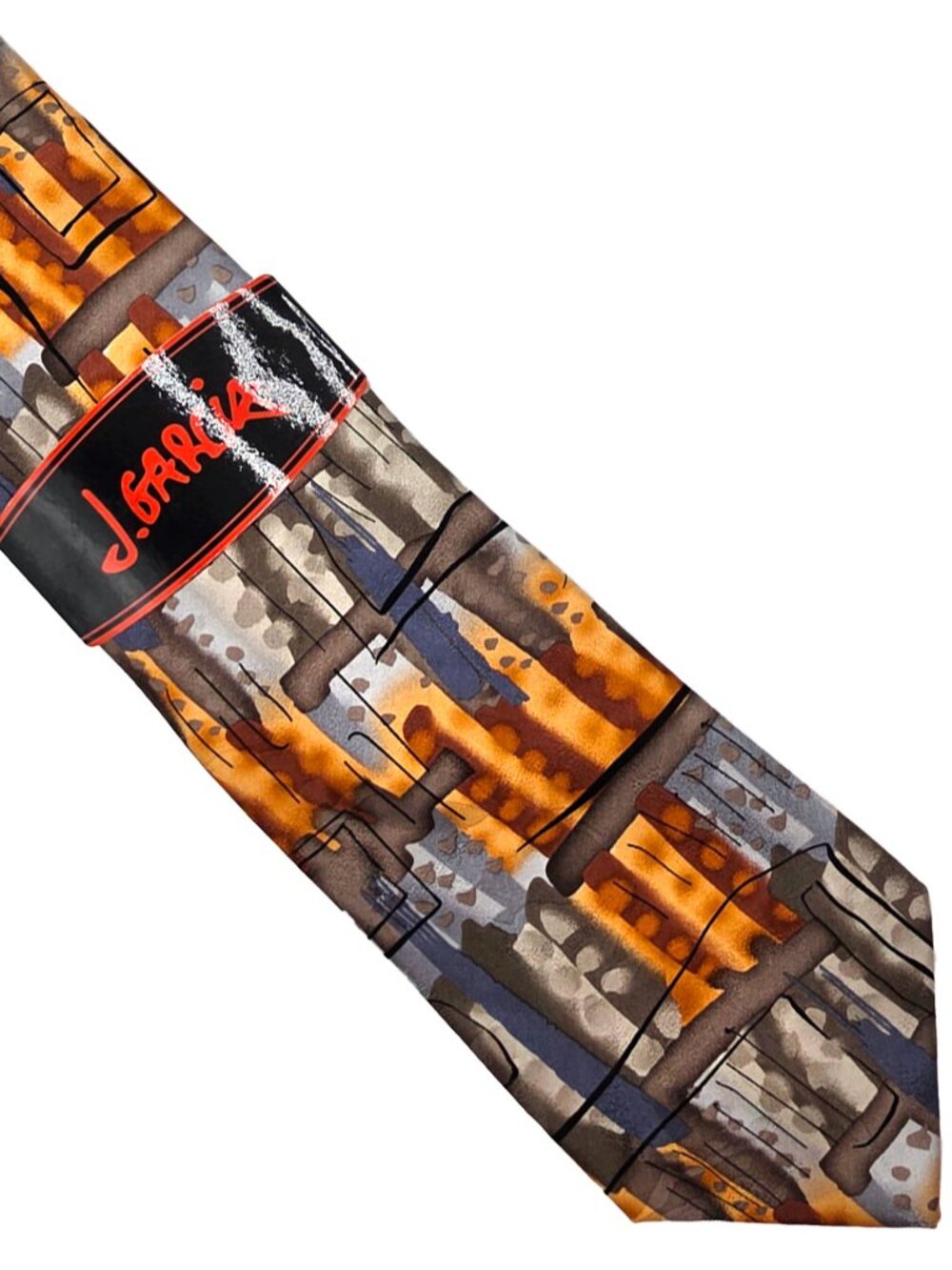 NWT Jerry Garcia Rust Gray Abstract Geometric Silk Tie Necktie Collection 57